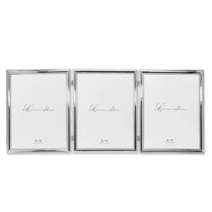Lawrence Frames 510780T Silver Plated Double Bead 8x10 Hinged Triple Picture Frame