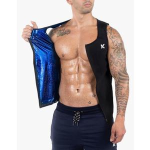 Kewlioo Men's Heat Trapping Zipper Sweat Enhancing Vest - Sauna Suit Shirt Compression Vest Shapewear Top for Gym Exercise, L/XL