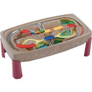 Step2 Deluxe Canyon Road Train & Track Table, Kids Activity Table for Cars, Cover Included, Made of Durable Plastic, Includes 3-Piece Train Set, For Toddlers 3+ Years Old, 16" H X 47" W X 26" D