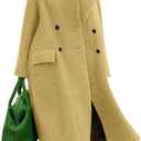 CHARTOU Women Oversized Long Winter Coats Warm Wool Blend Pea Trench Coat Overcoat (XX-Large, Yellow)