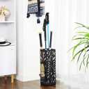 SONGMICS Umbrella Stand, Umbrella Holder for Entryway, Steel Square Umbrella Rack Organizer Freestanding, for Canes Walking Sticks, with a Detachable Drip Tray, 4 Hooks, Black ULUC48B