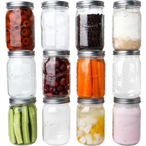 Mason Jars 32 oz Glass Canning Jars 12 Pack Wide Mouth Mason Jar With Airtight Lids