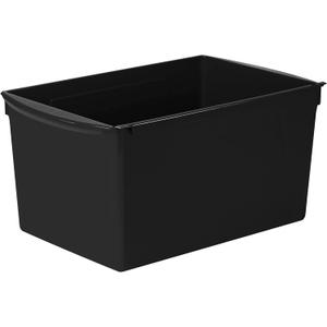 Storex Extra-Large Book Bin, Interlocking Plastic Organizer for Home, Office and Classroom, Black, (71130U06C) (Pack of 6)