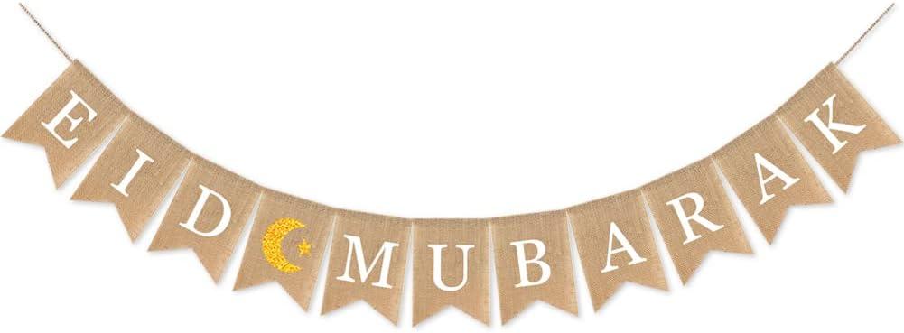 Eid Mubarak Banner Mubarak Party Decoration Ramadan Party Decorations Supplies (Eid Mubarak)