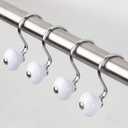iDesign York Metal Curtain, Rust Resistant Shower Hooks Rings for Kid's, Guest, Master Bathroom, Set of 12, White and Chrome, 12 Count