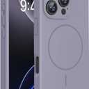 Miracase Magnetic for iPhone 16 Pro Case, [Soft Anti-Scratch Microfiber Lining], Compatible with MagSafe, Liquid Silicone Case Shockproof Drop Protection Phone Case for 16 Pro,Lavender Gray