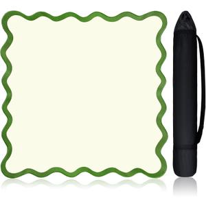 VioraWhite Scalloped Mahjong Mat Set 31.5" x 31.5" Cute Aesthetic Anti Slip Noise Reduction Games Table Cover Mahjong Accessories Gifts Domino & Tile Game Table Mat(Green)