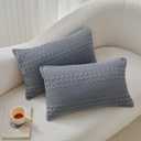 WARMDERN 100% Cotton Waffle Weave Euro Shams Pillow Covers, 2 Pack European Pillowcase 26" x 26" Bed Pillow Covers, Ultra Soft Bed Pillow Shams Cushion Covers for Stylish Home Decor(26 x 26in, Grey)