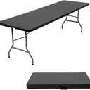 FDW 8FT Folding Table Half Portable Foldable Table Picnic Table for Office Home Camping Party (Black, 8 FT)