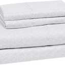Amazon Basics Lightweight Super Soft, Wrinkle Free, Wrinkle Resistant Breathable Microfiber 4 Piece Bed Sheet Set With 14-Inch Deep Pockets, Full, Gray Crosshatch, Printed