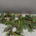 6 Ft Christmas Artificial Pine Vine Garland Green Norfolk Swags Garland Snowy Red Berries Pinecones Pine Needles Garlands for Christmas Holiday Xmas Winter Mantle Party Table Centerpiece Decorations