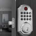 ZSZ Smart Locks for Front Door, Keyless Entry Door Lock with Fingerprint, Keypad & Code Unlock, No App/Internet Needed, Auto Lock, Function Setting with Voice, Install in 90 Seconds, Low-Battery Alert (Medium size, Sliver)