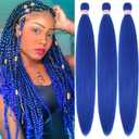 Col Bling Blue Braiding Hair Pre Stretched, 28 Inch Long Braid Hair Extensions for Women, Box Braids Hair Yaki Texture, Professional Synthetic, Softness, Knotless Easy to Install