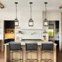 Farmhouse Pendant Light, Rustic Wood Metal Light Fixtures with Adjustable Hanging Chain, Small Pendant Lighting for Kitchen Island, Dining Room, Entryway, Cafe & Bar, 3 Pack