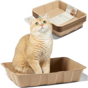 Vealind Disposable Litter Boxes for Cats Cardboard Cat Litter Trays Cat Travel Toilet Litter Pan Liners Kitty and Small Animals Leakproof Litter Box (5 Pack)