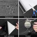Abyssaly 24 Inch X 196 Inch Black Wood Self Adhesive Paper Decorative Self-Adhesive Film Furniture Real Wood Tactile Sensation Surfaces Easy to Clean