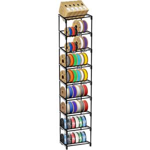 9-Tier Modular 3D Printer Filament Storage Rack, High-Strength Carbon Steel Spool Holder & Organizer, Holds 45-54 Spools(1kg), Space-Saving, Customizable, Tool-free Assembly