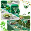 Qinyoung 4 Pcs St. Patrick's Day Shamrock Martini Glass Stemmed Hand Painted Clover Wine Glass Lucky Cocktail Glasses Bar Goblet Drinkware for Irish Theme Holiday Party Gifts