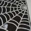 Halloween Doormat, Spider Web Spooky Gothic Cute Fun Halloween Floor Mat, Non Slip Washable Welcome Door Mat, Fall Thanksgiving Rugs for Indoor Outdoor Entrance Home Bathroom Living Room Decor (Black)