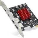 ELUTENG 4 Ports USB 3.1 PCIE Expansion Card (2 USB-A & 2 Type-C Ports) Superspeed PCI Express Expansion Card USB Card for Desktop PC Support Windows 11/10/8/7/XP/Vista, Self-Powered Supply