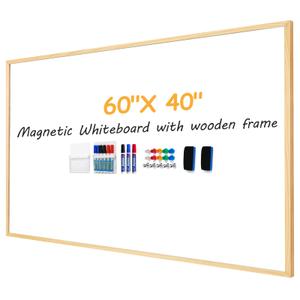 48"x30" Magnetic Wall White Board Dry Erase Whiteboard, Decorative Wooden Frame