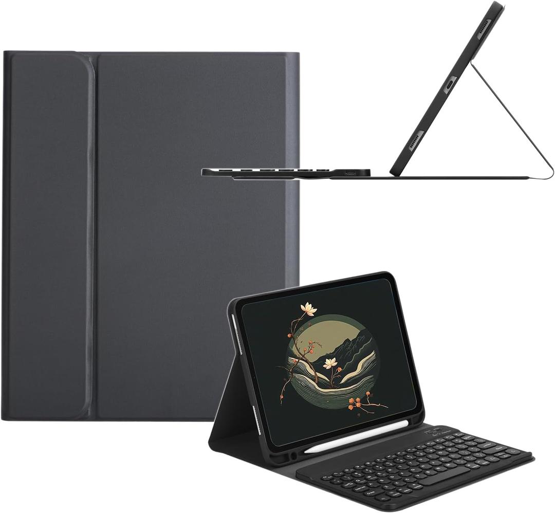 Compatible with Samsung Galaxy Tab A11 Plus 2025 / A9 Plus 2023 11 Inch Keyboard Case Detachable Bluetooth Round Key Wireless Keyboard with Pencil Holder. (Black, A11Plus / A9 Plus)