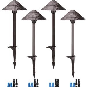 LEONLITE 5CCT LED Low Voltage Landscape Lights, 3W Cast-Aluminum 12-24V Pathway Lights, 1800K-5000K IP65 Path Lights, ETL Listed Landscape Lighting Wired for Yard Lawn, Oil Rubbed Bronze, Pack of 4
