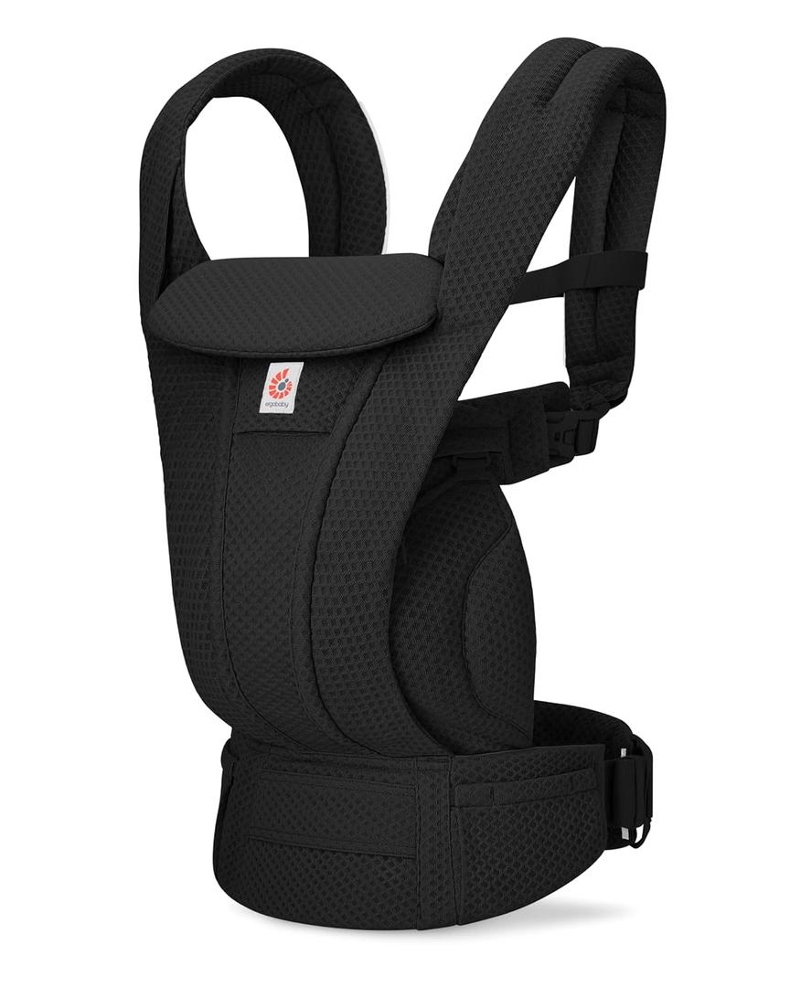 Ergobaby Omni Deluxe Baby Carrier for Newborn to Toddlers 0-48 Months (7-45 lbs) - 4-Position Breathable Mesh Baby Carrier with Ergonomic Support, Storage Pockets, and Sun Hood - Onyx Black