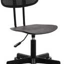 Armless Office Chair Plastic Swivel Executive Chair Adjustable Desk Chair W/Back Support and Hole Cushion Computer Chair (Black)
