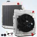 CC259 4 Row Core All Aluminum Radiator Shroud Fan Compatible With 1964-1966 Ford Mustang Falcon Mercury Comet V8 4.3L 4.7L