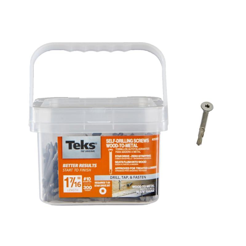 Teks #10 x 1-7/16 Inch Wood-to-Metal Self-Drilling Screws, 300PCS, for Roof/Subfloor Decking, Trailer Beds, & Headers, Rust Resistant Climaseal Coating, Star Drive, T-25 Bit Sold Separately