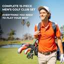 Precise M5 Men's Complete Golf Clubs Package Set Includes Titanium Driver, S.S. Fairway, S.S. Hybrid, S.S. 5-PW Irons, Putter, Stand Bag, 3 H/C's (Left Hand Tall Size +1")