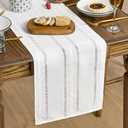 Artoid Mode Rustic Cotton Linen Table Runner, Seasonal Embroidered Hollow Kitchen Dining Table Decoration for Home Party Decor 13x60 Inch (White)