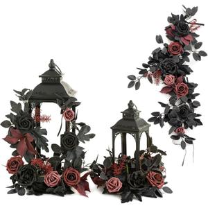 Ling's moment 6Pack 2ft Artificial Flowers Garland Black & Burgundy Lantern Flower Centerpieces Wedding Aisle Decor Chair Flowers Arch Floral for Signs DIY Table Wall Window Cake Decoration