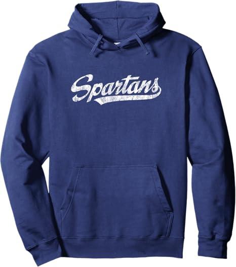 Spartans Mascot T Shirt Vintage Sports Name Tee Design Pullover Hoodie, L