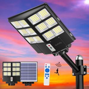Gefolly FL-10000W Solar Street Light Outdoor, Flood Security Parking Lot, 2 Pack