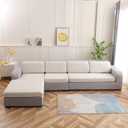 NeColorLife Velvet Sectional Sofa Cover Universal Couch Covers Thick Sofa Seat Covers Stretch Couch Cushion Cover with Elastic Band for Large Sectional Couch (3PCS 1-Seater Cushion Cover, Cream)
