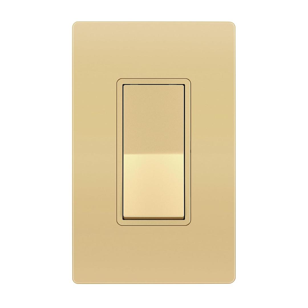 ENERLITES Elite Series Decorator Switch with Screwless Wall Plate, Paddle Light Switch, 3-Way or Single Pole, 3 Wire, Grounding Screw, Residential Grade, 15A 120V, UL listed, 93150-GDWP (Gold)