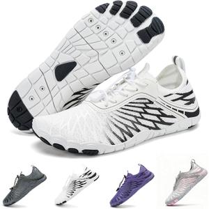 Hike Barefoot Shoes for Women Men Breathable & Non-Slip Athletic Footwear Wide Toe Water Shoes,Designed for Walking,Running&Swimming (White_black, 39)
