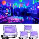 4 Pack 50W Blacklight Flood Lights Wired 120V IP66 Waterproof UV Led Black Lights for Fluorescent Decor, 3D Resin Prints, Uranium Glass, Ultraviolet Poster, Purple Ambiance Lighting for Glow Party