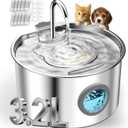 3.2L Cat Water Fountain Stainless Steel with 20 Filters Automatic Pet Water Fountain for Cats/Dogs Indoor Ultra Quiet Metal Cat Fountains for Drinking Kitty Watering Supplies for Animals