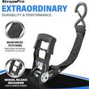 Ratchet Straps, 1'' x 15 FT - 2317 lb Break Strength Tie Down Straps Heavy Duty, 4 Pack Black Cargo Straps Ratcheting with Safety S Hook for Moving Appliances, Motorcycle, Trucks, Kayaks
