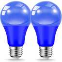 JAHEKS Blue Light Bulbs for Outdoor Porch, 9W(60W Equivalent) E26 Base LED Colored Bulb for Christmas, Halloween,Wedding,Party,Bar,Holiday Lighting,Home Decor, 2-Pack