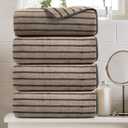 4 Piece Brown Cabana Stripe Large Bath Towels Oversized Bath Sheet Super Soft Breathable Jumbo Bathroom Towels Highly Absorbent Shower Towel Quick Dry Beach Chair Towel Spa Gym Hotel Towel Set
