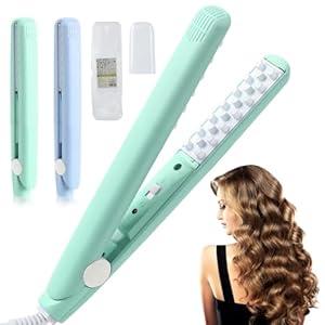 Wave Hair Curling Iron Root Lifter and Volume Enhancer, Portable Travel Curlings Wand, 2 in 1 Minis Curlings Irons for Short and All Hair TypesGreen