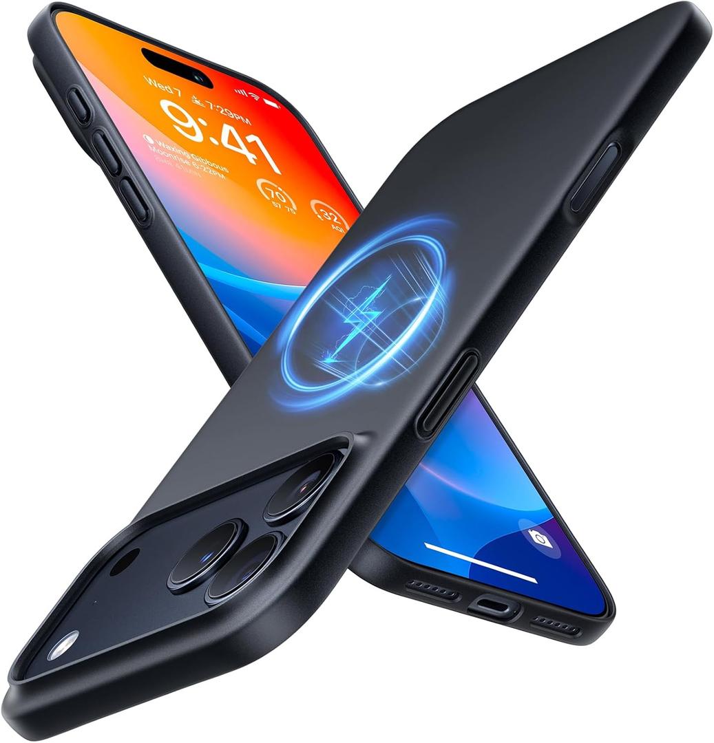 TORRAS 360 Magnetic Stand for iPhone Air Case, [Fit for MagSafe] [MilitaryGrade Protection] Translucent Slim Case for iPhone 17 Air, 2025, Obsidian Black, Ostand O3 Fitness Series