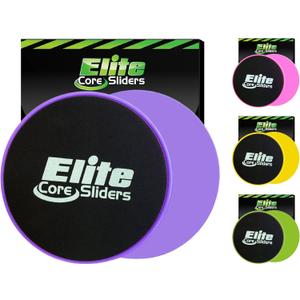 Elite Sportz Core Sliders for Working Out - Pack of 2 Compact, Dual Sided Gliding Discs for Full Body Workout on Carpet or Hardwood Floor - Fitness & Home Exercise Equipment - Small Gift for Athletes (Purple)