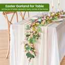 6 FT Pre-Lit Easter Garland with 20 LED Lights & 8 Modes Timer, Lighted Pastel Easter Egg Garland for Mantle Decorations, Greenery Spring Garland with Flower & Berry for Fireplace Table Holiday