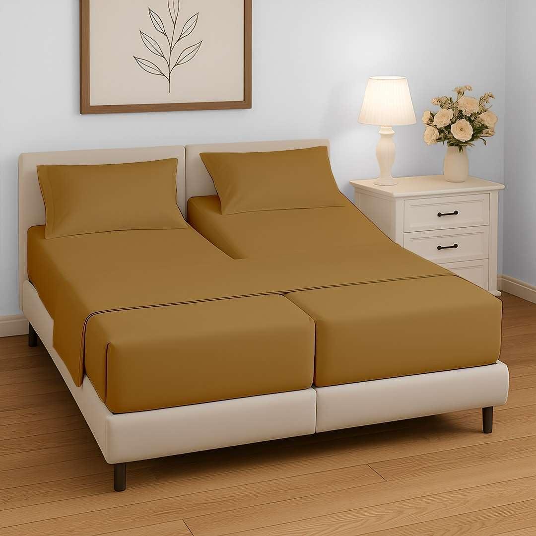 Split King Sheets Sets for Adjustable Bed, 5 Piece Bedding Set, Ultra Soft & Wrinkle Free, Fits Between 12" to 16" Deep Mattress, Easy Care Brushed Microfiber, Taupe
