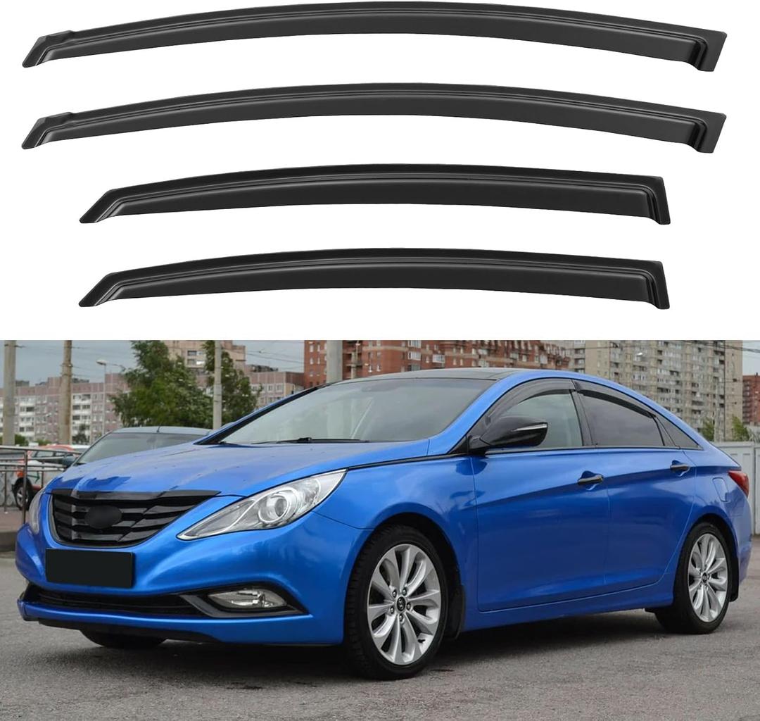 Window Visors Rain Guards for 2011 2012 2013 2014 Hyundai Sonata, Out-Channel Window Vent Wind Deflectors Visors Shades for 2011-2016 Hyundai Sonata Hybrid